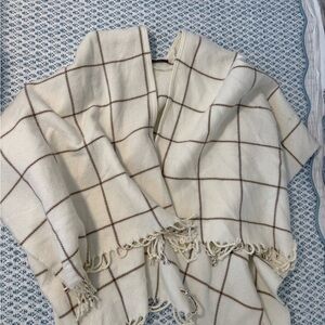 Abercrombie Cream and Brown Plaid Blanket Cape